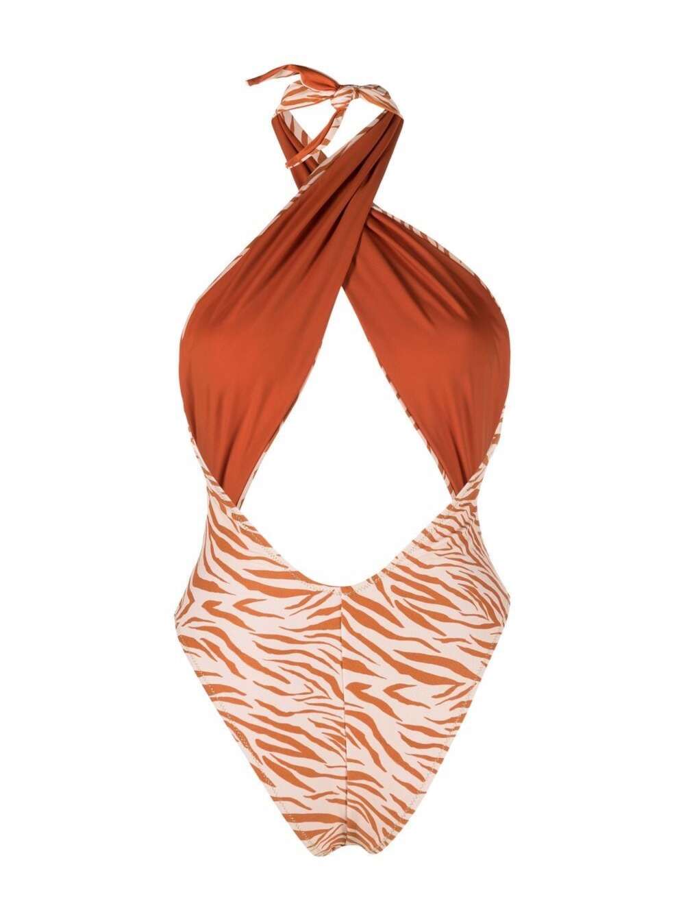 Reina Olga Woman Nylon Recycled Beige Animalier Print Swimsuit Polyamide Elastane Beachwear