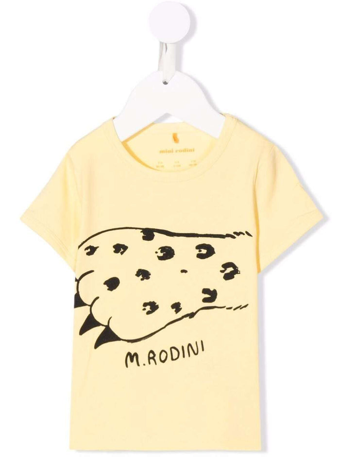 Mini Rodini Kids Girls Yellow Mount Kilimanjaro Organic Coatton T-Shirt Cotton Elastane Tshirts And Polo Shirts