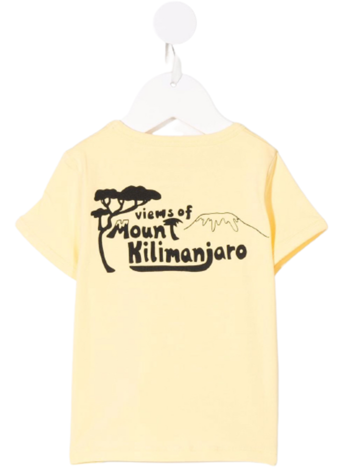 Mini Rodini Kids Girls Yellow Mount Kilimanjaro Organic Coatton T-Shirt Cotton Elastane Tshirts And Polo Shirts