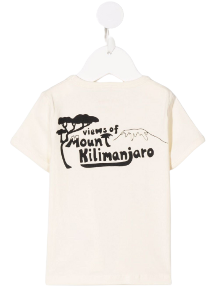 Mini Rodini Kids Girls White Mount Kilimanjaro Organic Coatton T-Shirt Cotton Elastane Tshirts And Polo Shirts