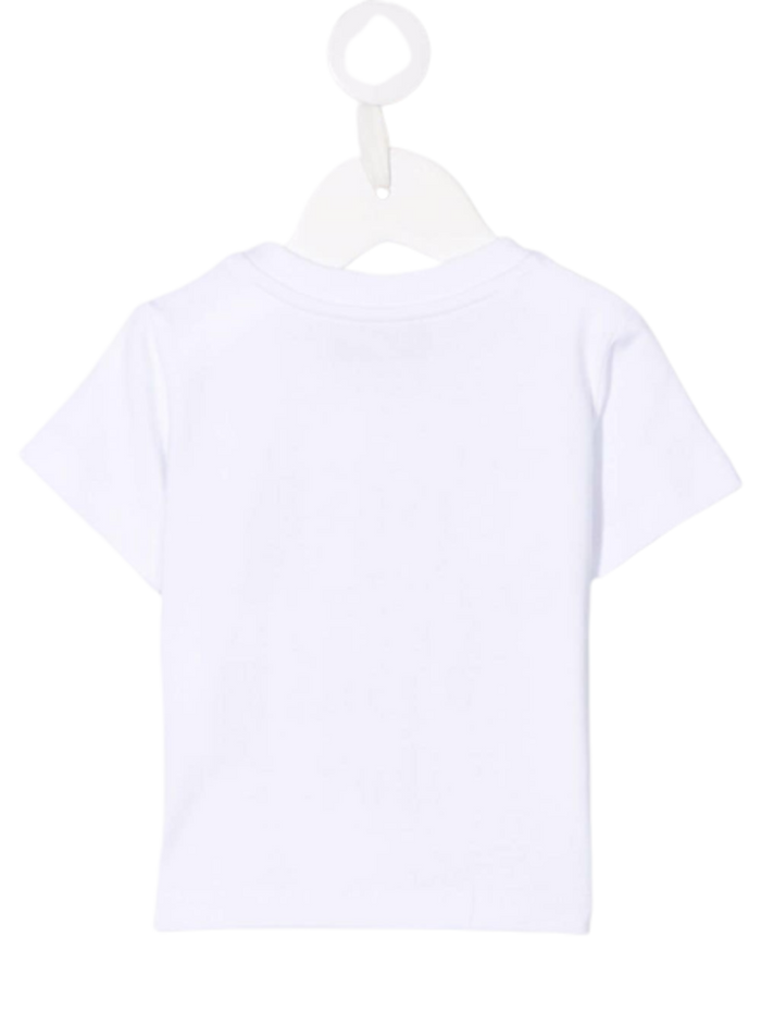 Moschino Baby Boy White Cotton T-Shirt With Logo Print Elastane Tshirts And Polo Shirts
