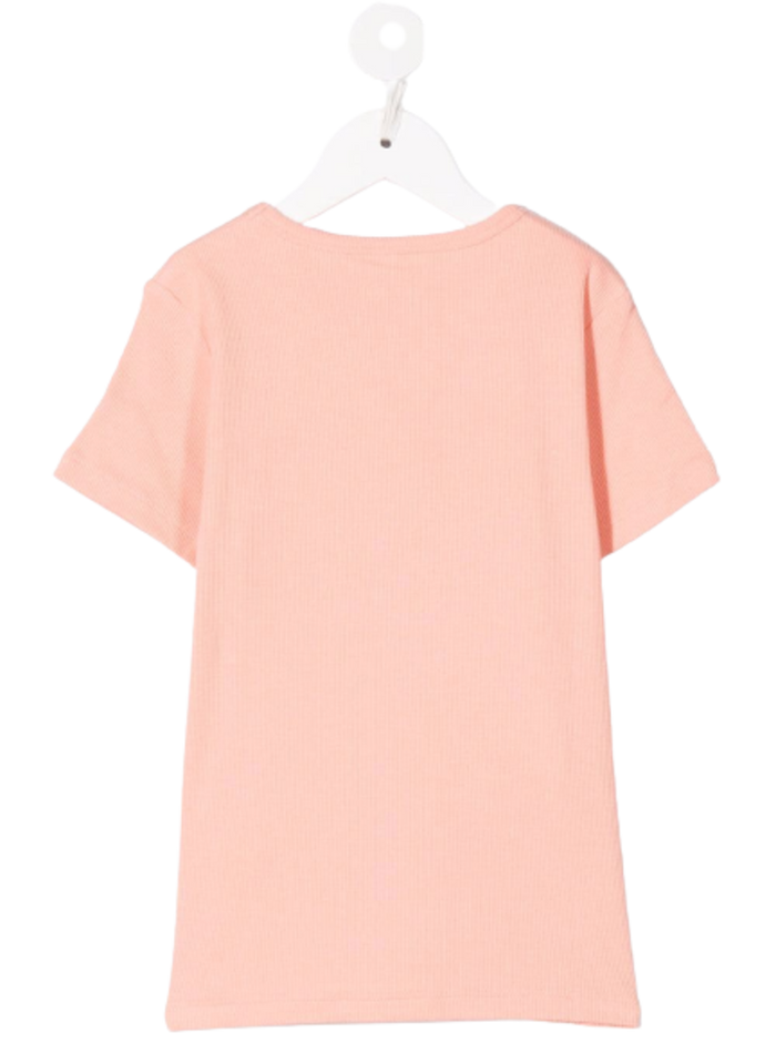 Mini Rodini Kids Girls Pink Organic Cotton Crew Neck T-Shirt Elastane Tshirts And Polo Shirts