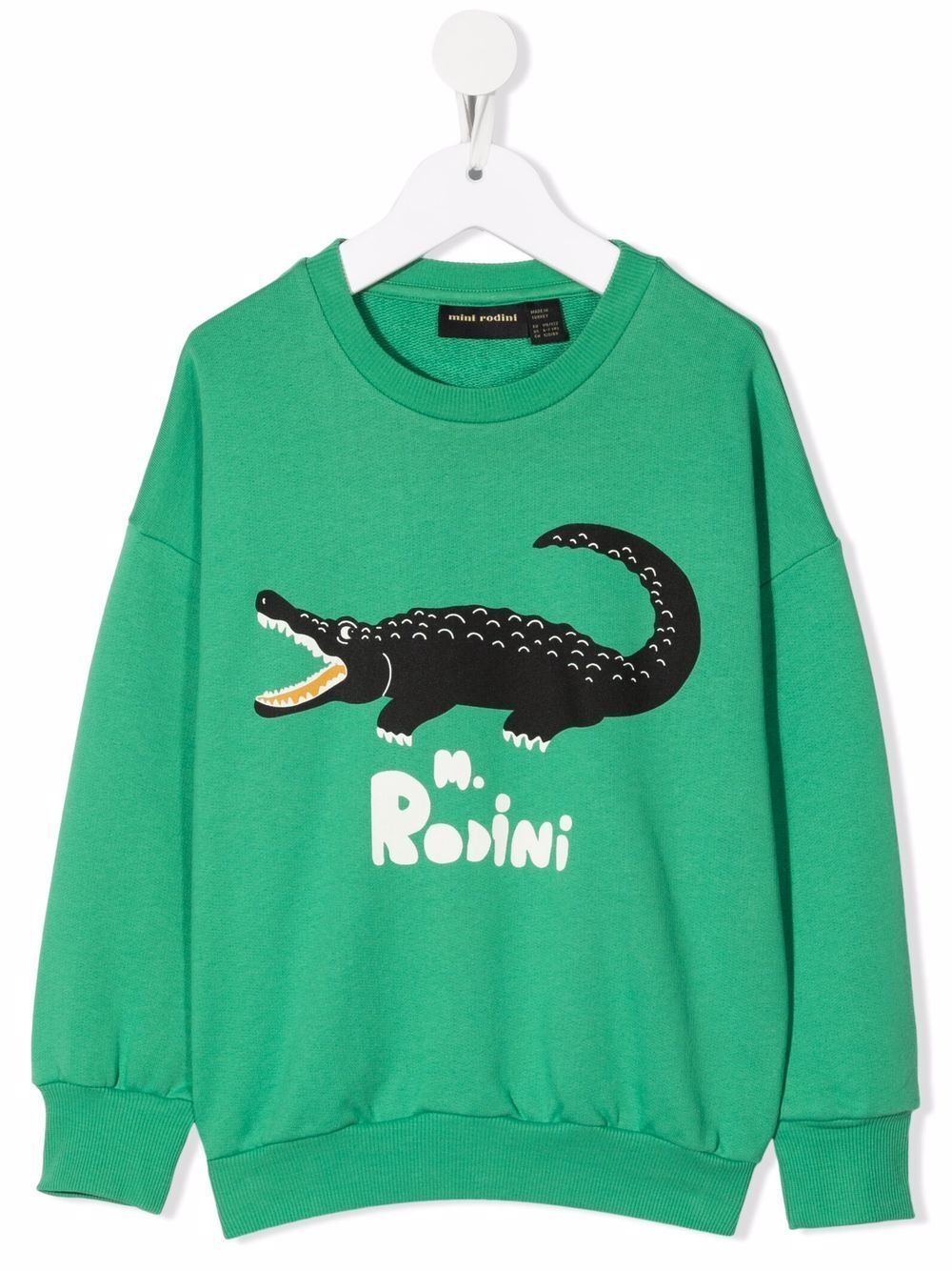 Mini Rodini Kids Boys Green Crocodile Organic Cotton Sweatshirt Sweatshirts