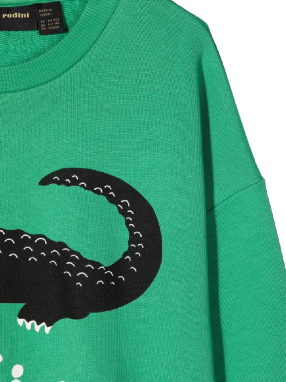 Mini Rodini Kids Boys Green Crocodile Organic Cotton Sweatshirt Sweatshirts