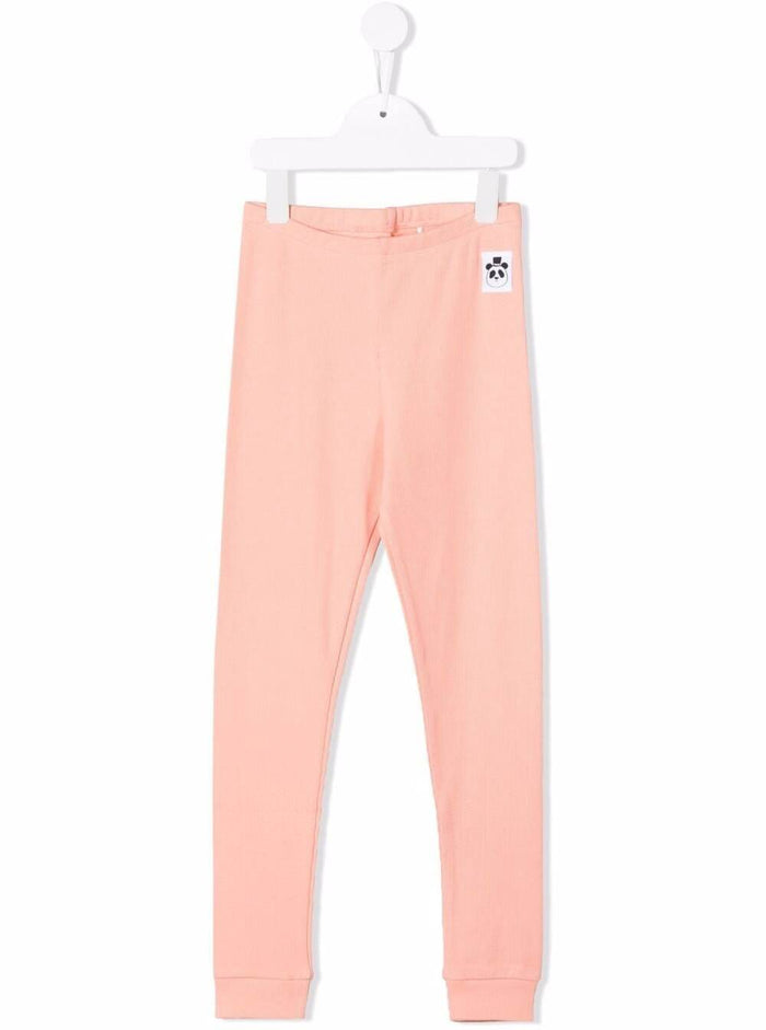 Mini Rodini Girl Organic Cotton Rib Pink Leggings Elastane Trousers