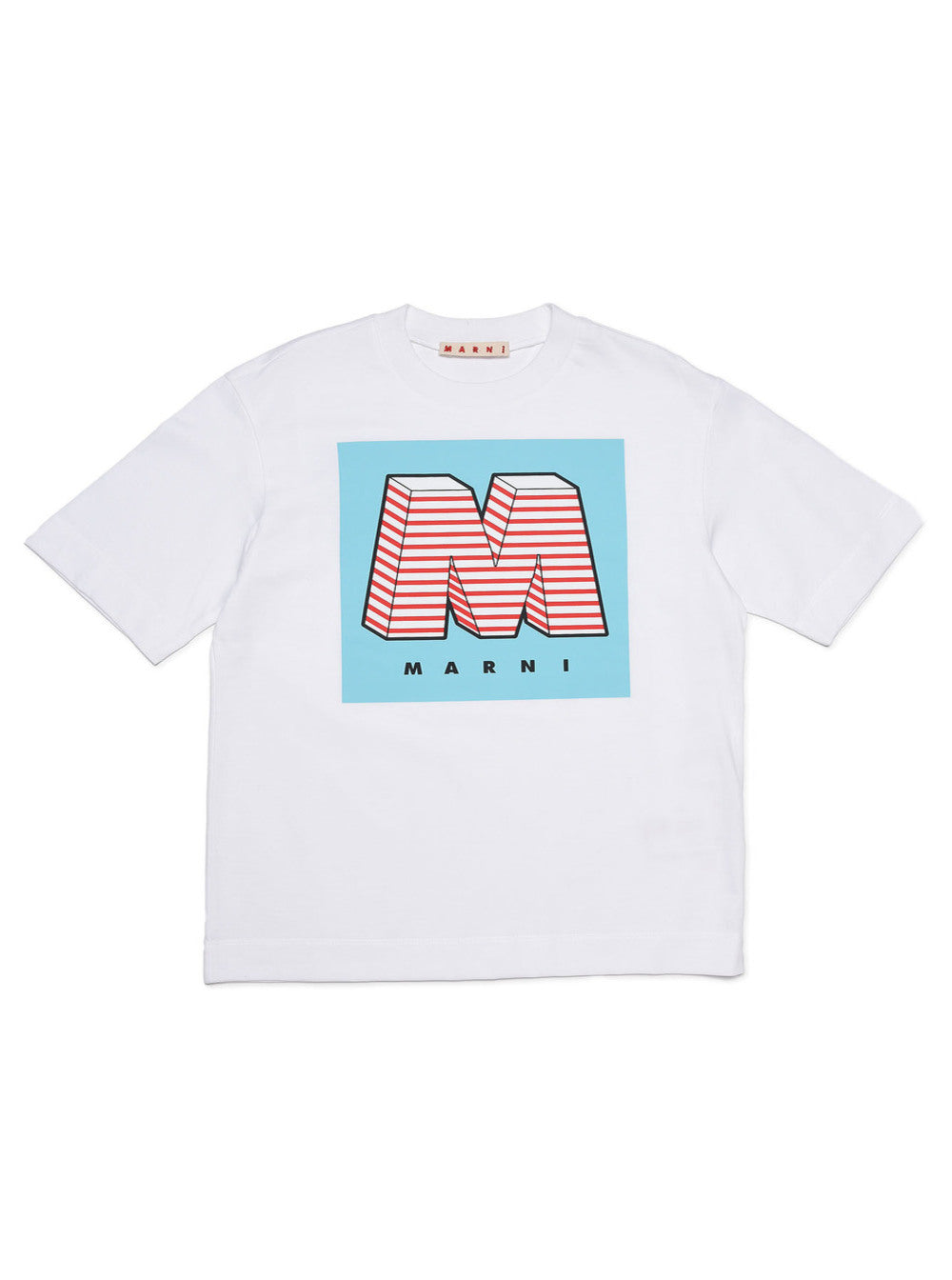 Marni Kids Girls White Cotton T-Shirt With Logo Print Jersey