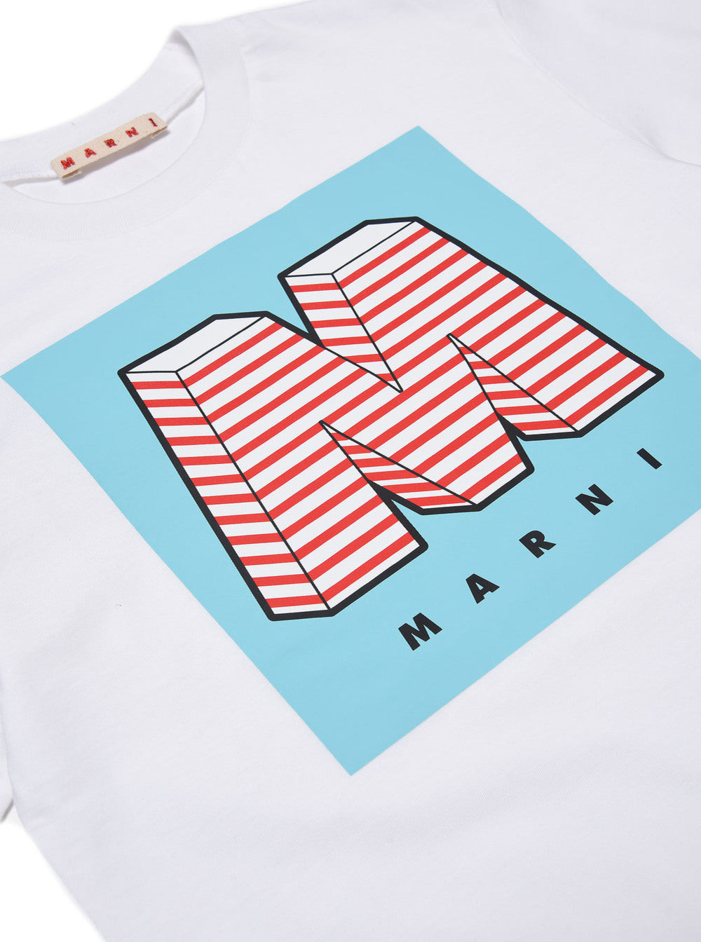 Marni Kids Girls White Cotton T-Shirt With Logo Print Jersey