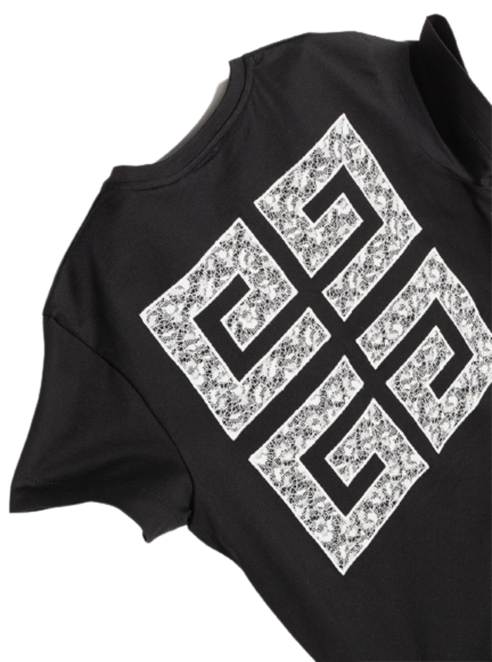 Givenchy Girls Black Cotton T-Shirt With Logo Tshirts And Polo Shirts