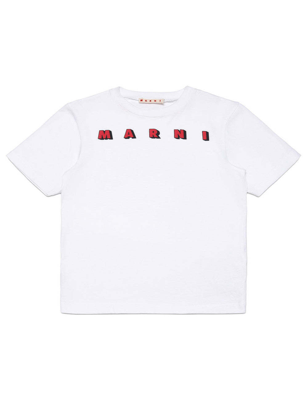 Marni Kids Boys White Cotton T-Shirt With Logo Print Tshirts And Polo Shirts