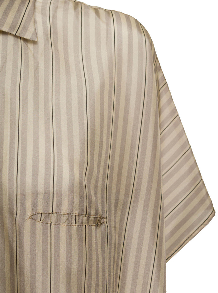 Jejia Beige Striped Silk Annie Woman Shirt And Blouses