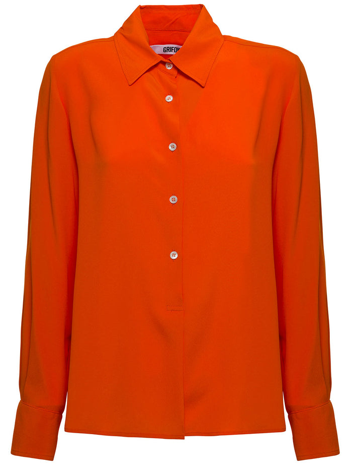 Grigfoni Woman Orange Silk Blend Shirt Acrylic And Blouses