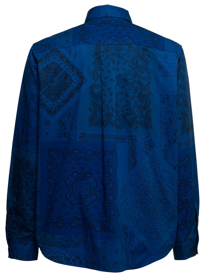 Kenzo Blue Cotton Bandana Printed Masns Shirts Blu And Blouses