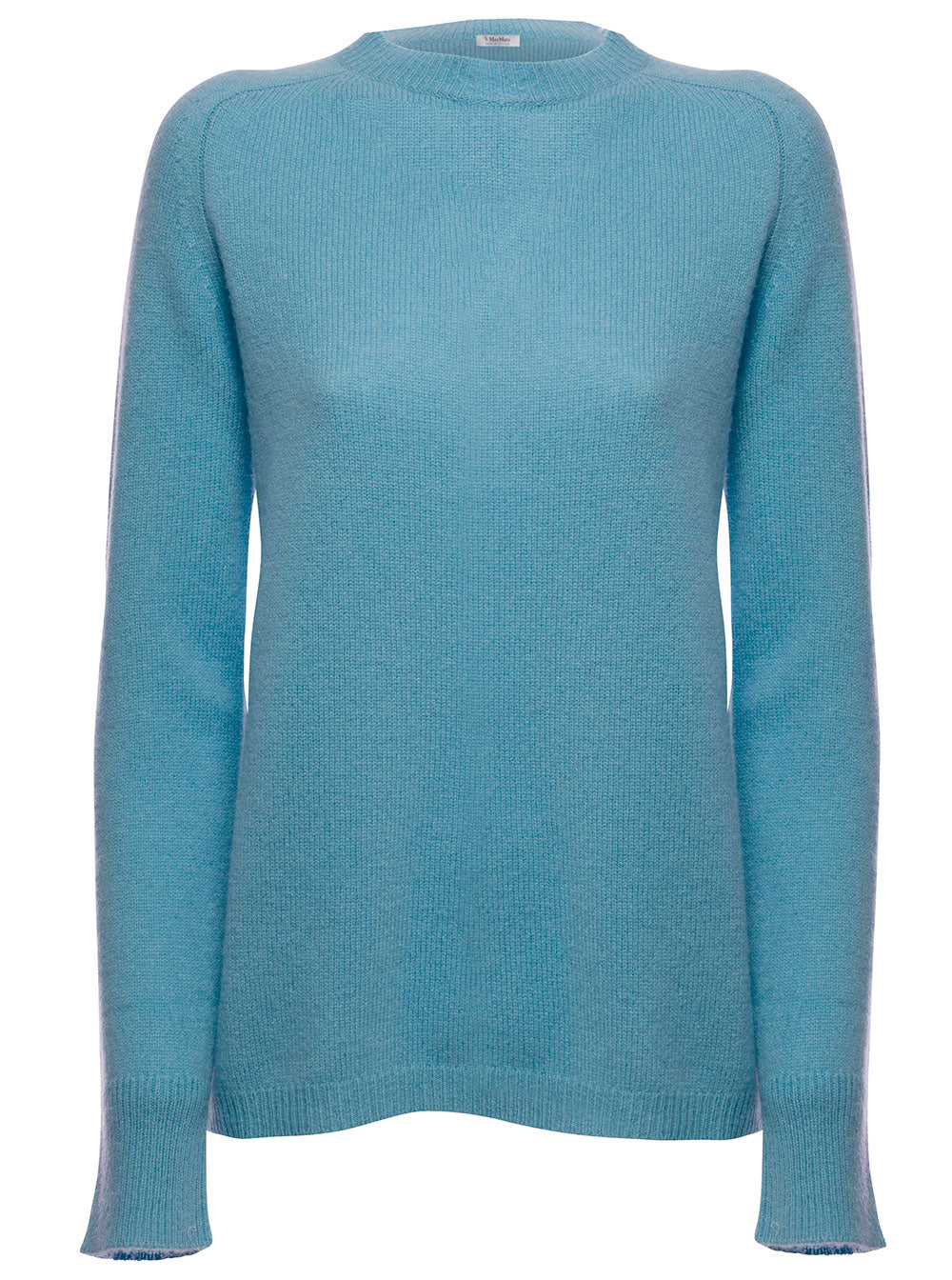 S Max Mara Women Crew Neck Cashmere Light Blue Sweater Jersey