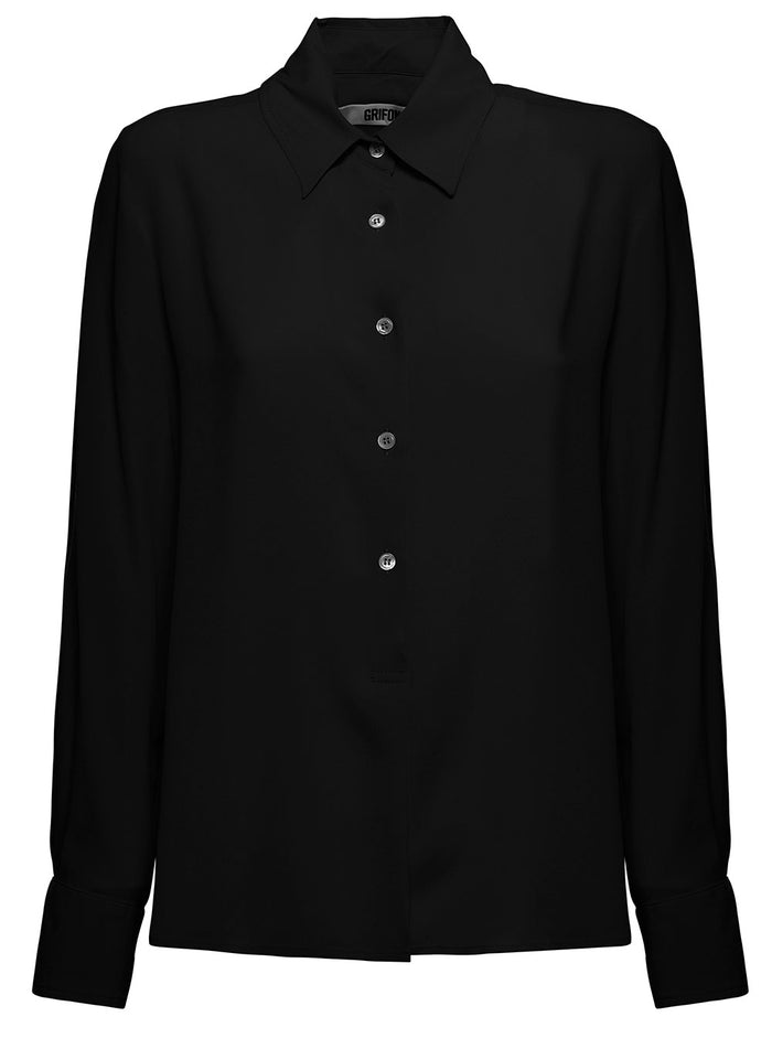 Grigfoni Woman Black Silk Blend Shirt Acrylic And Blouses