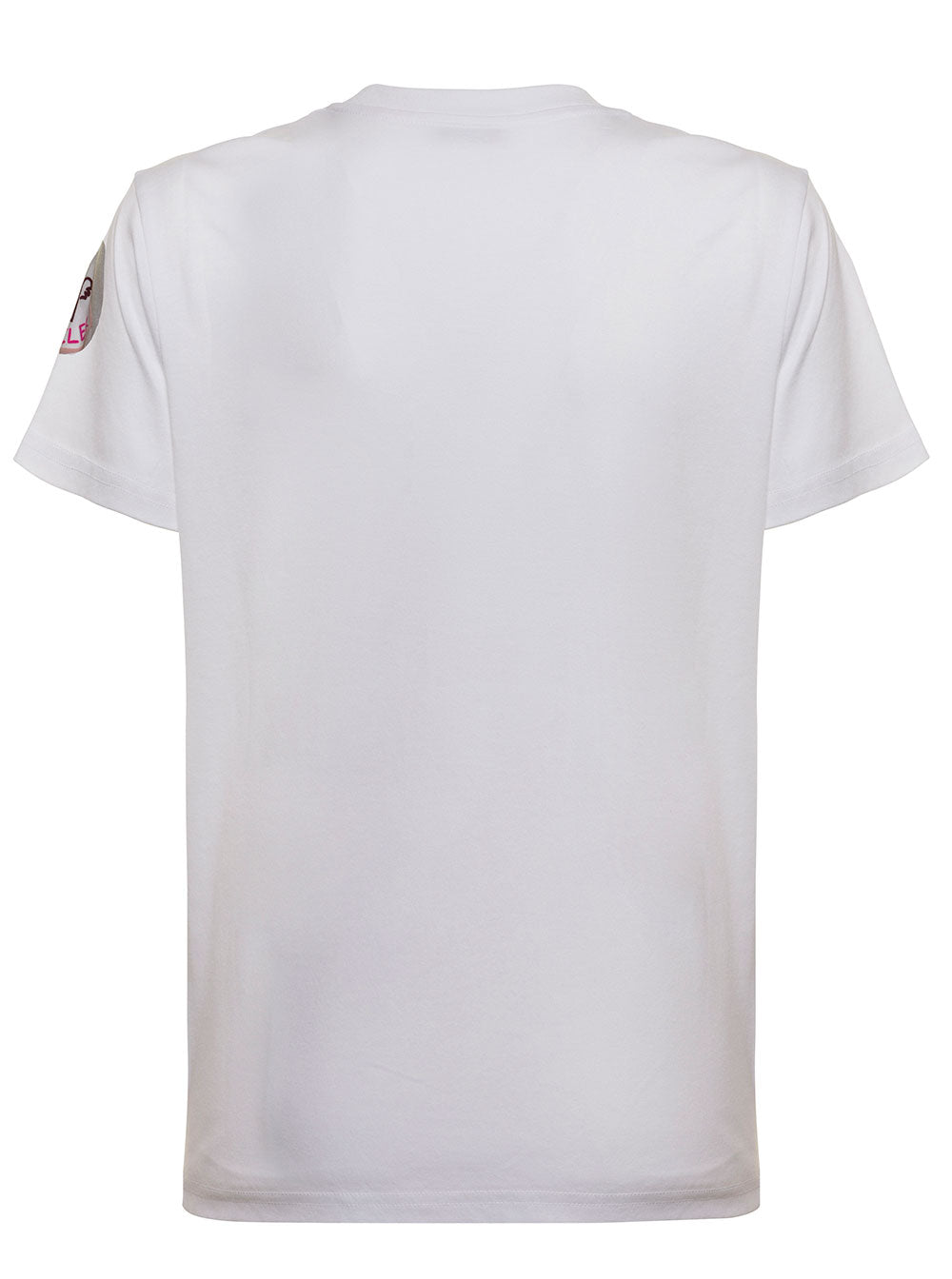 Moncler Woman White Cotton T-Shirt With Logo Print Tshirts And Polo Shirts