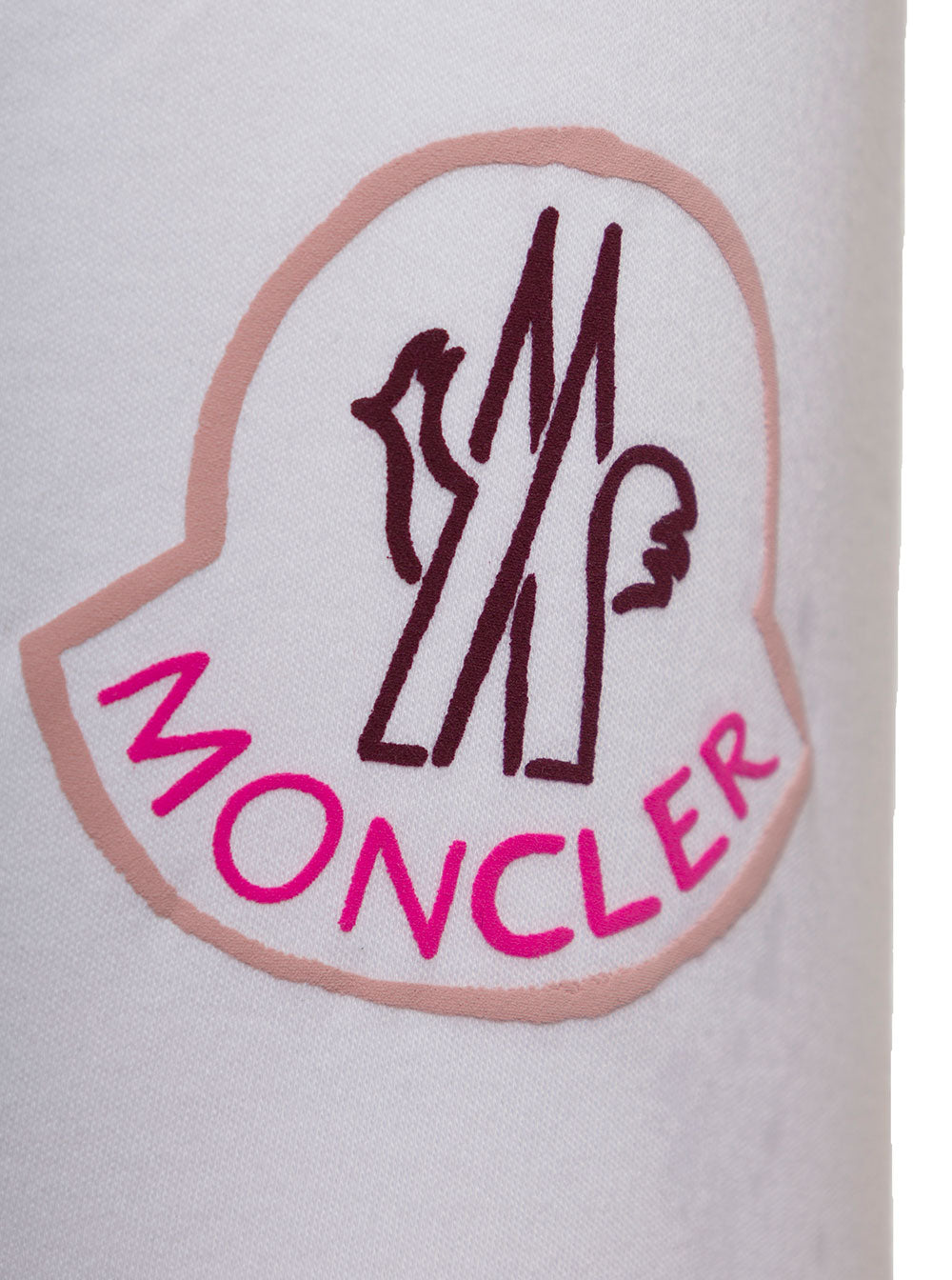 Moncler Woman White Cotton T-Shirt With Logo Print Tshirts And Polo Shirts