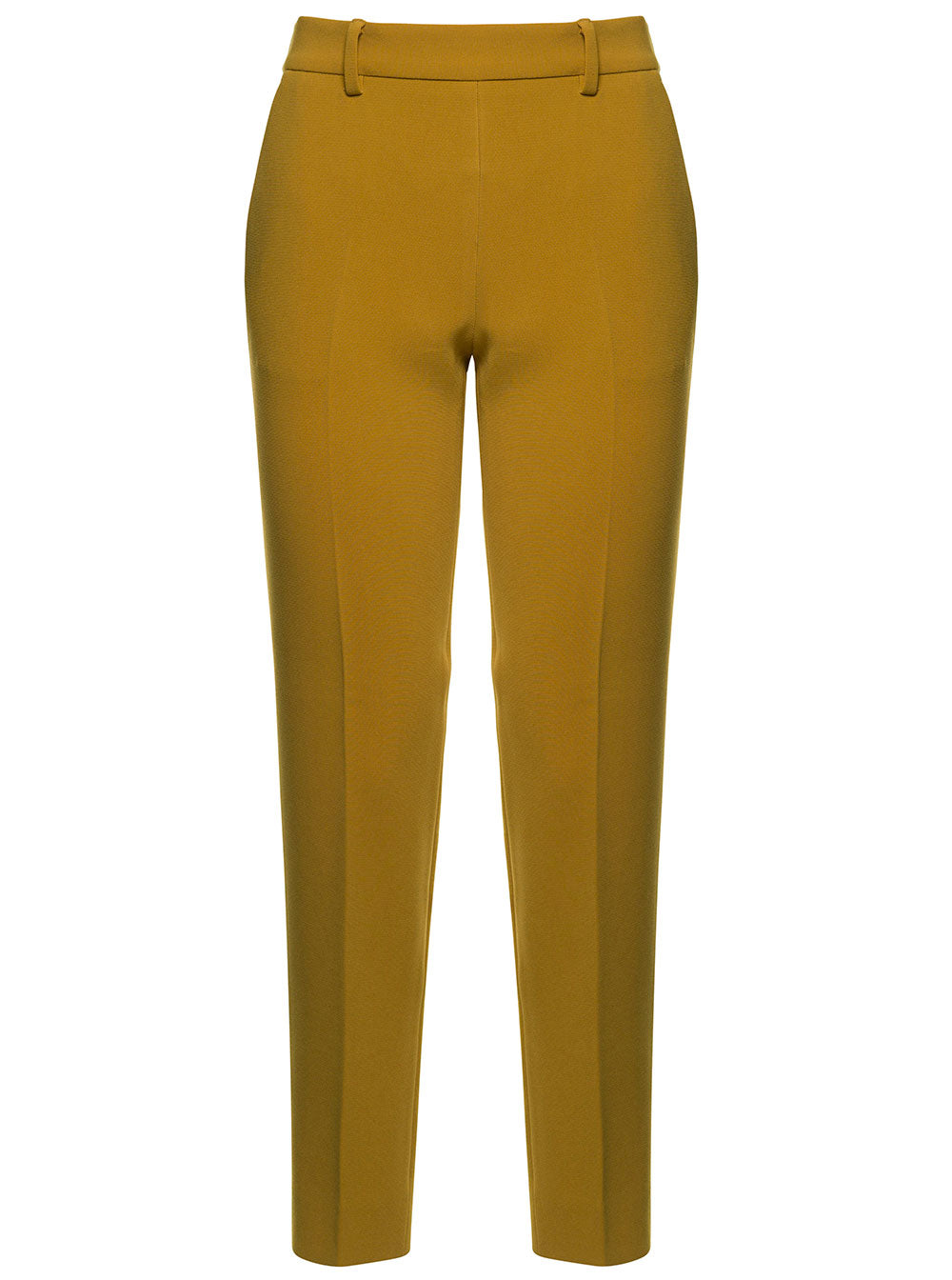 Alberto Biani Woman Mustard Colored Triacetate Trousers Yellow Polyester