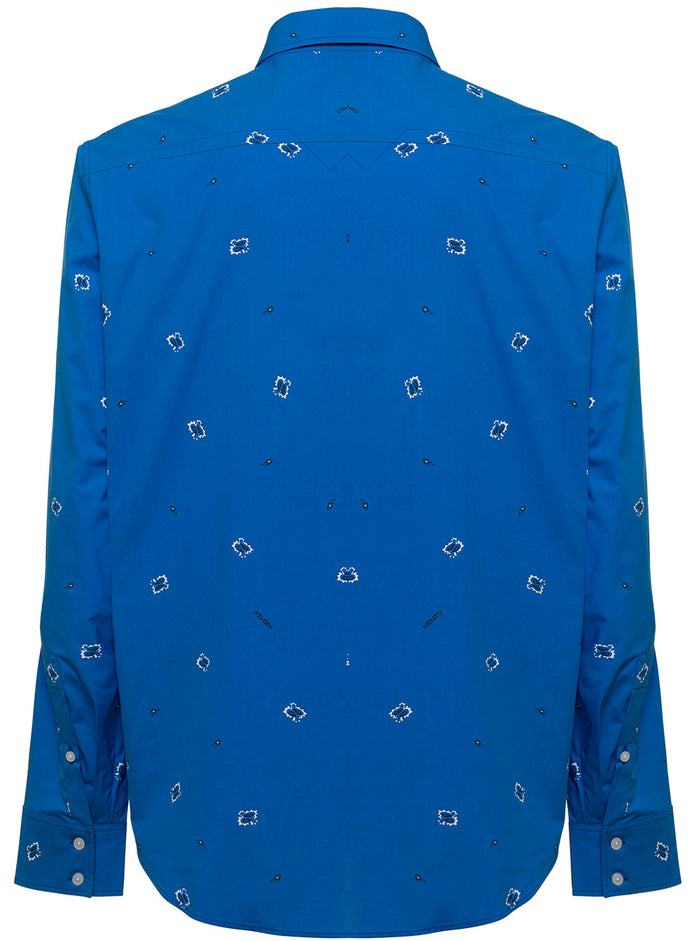 Kenzo Man Light Blue Cotton Shirt Blu And Blouses