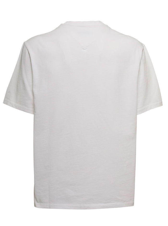 Kenzo White Cotton Mans T-Shirt Withn Bandana Print Tshirts And Polo Shirts