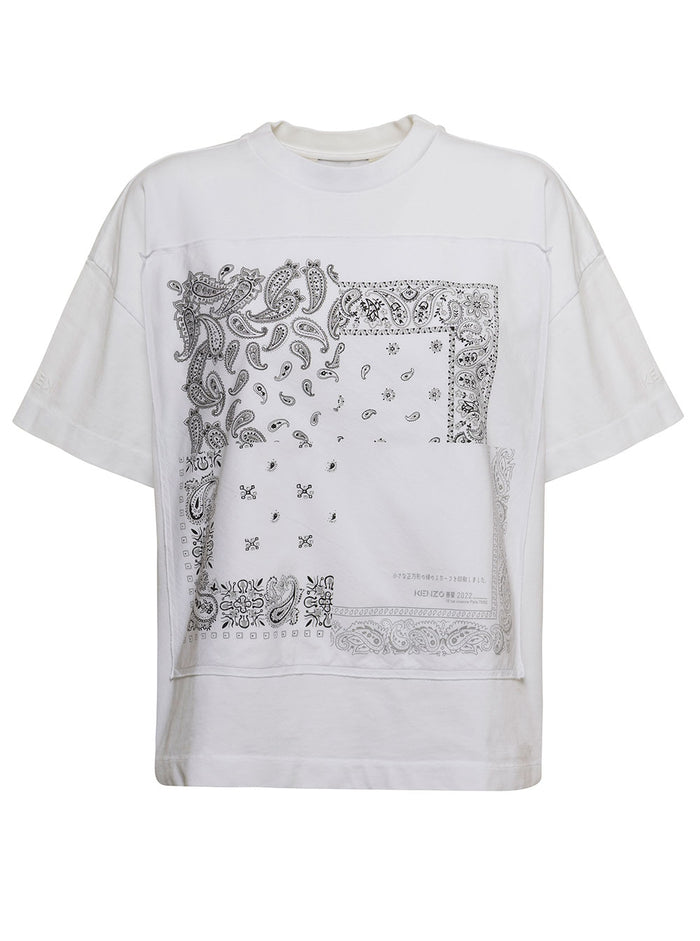 Kenzo Woman White Cotton T-Shirt With Front Print Tshirts And Polo Shirts