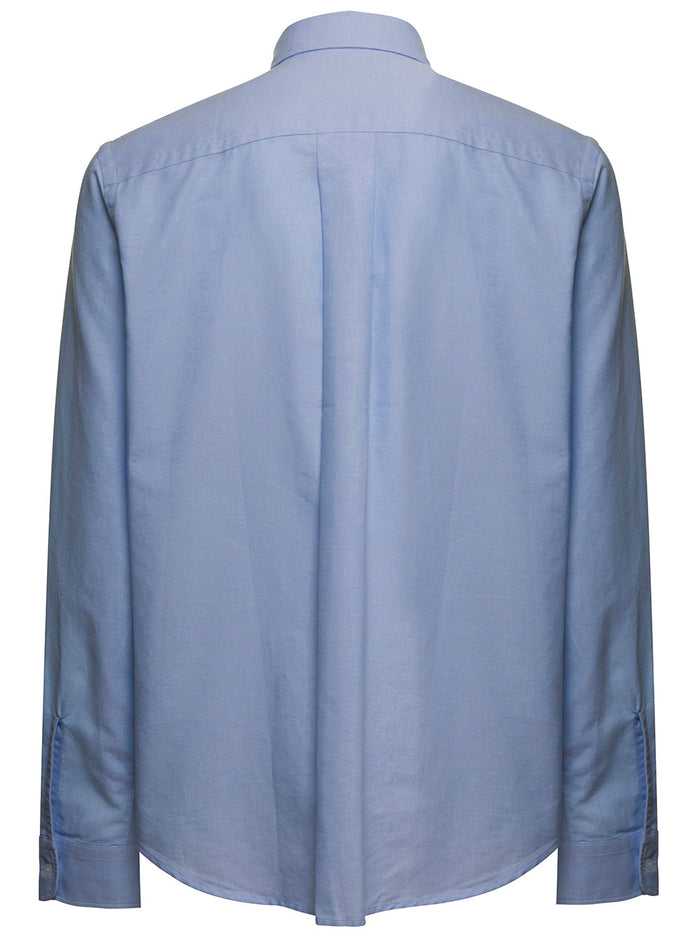 Kenzo Man Light Blue Cotton Tiger Shirt Blu And Blouses