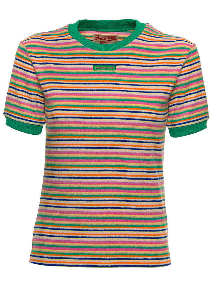 Andersson Bell Woman Multicolor Striped Cotton T-Shirt Orange Tshirts And Polo Shirts