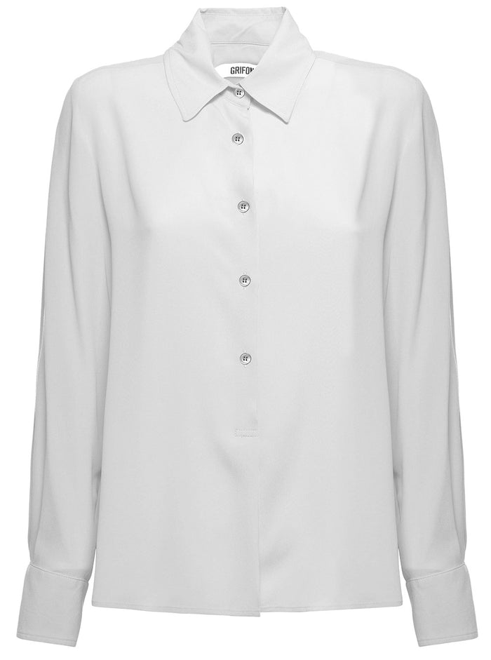 Grigfoni Woman White Silk Blend Shirt Acrylic And Blouses
