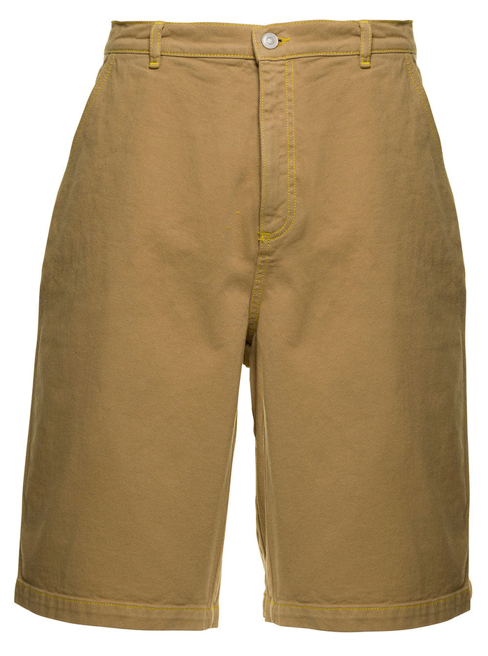 Kenzo Man Beige Cotton Bermuda Shorts And