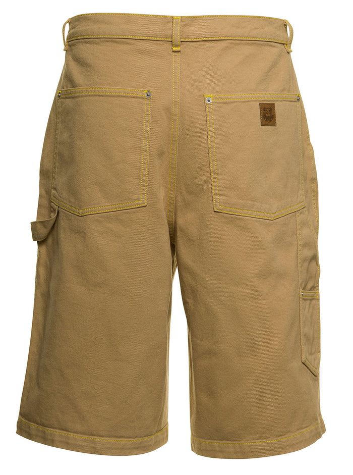Kenzo Man Beige Cotton Bermuda Shorts And