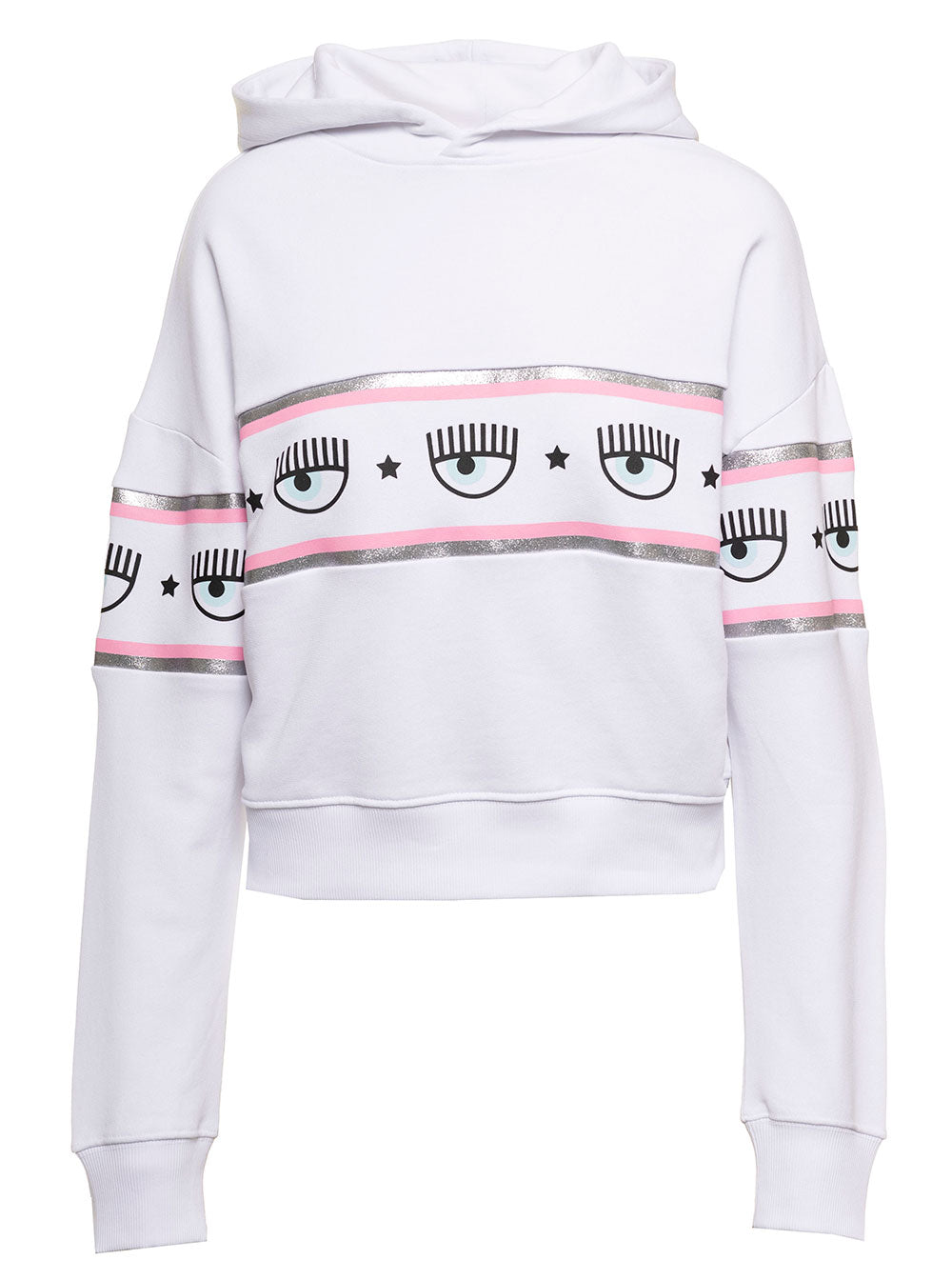 Chiara Ferragni Logomania White Cotton Woman Hoodie Sweatshirts