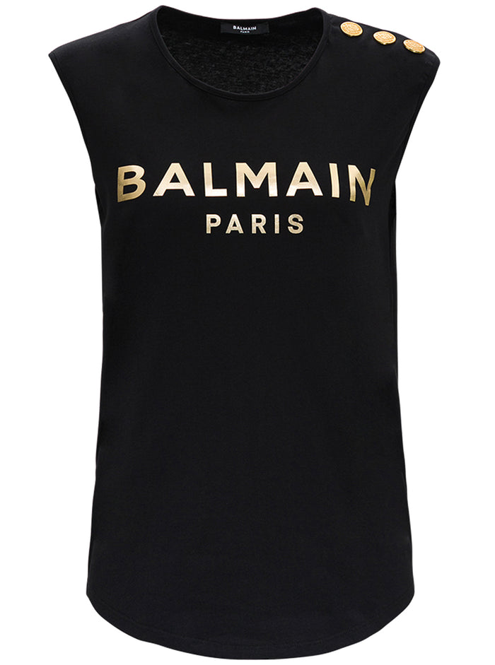 Jersey T-Shirt With Laminated Logo Print Black Tshirts And Polo Shirts