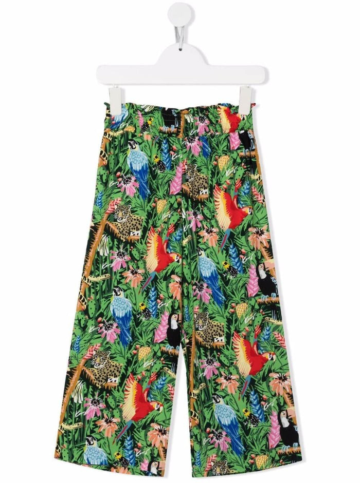 Kenzo Girl Jungle Printed Viscose Pants Trousers