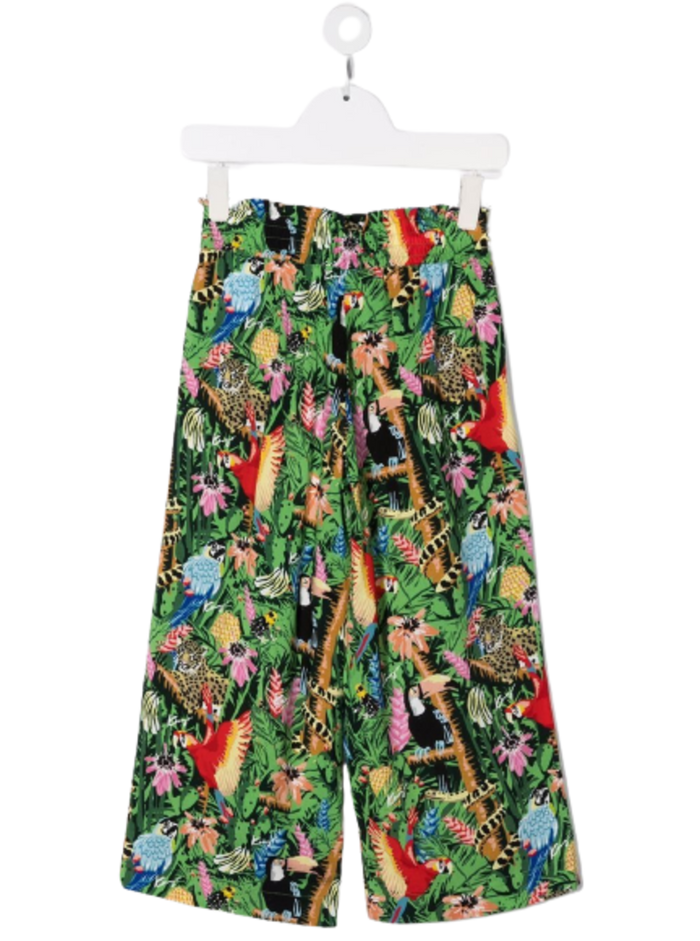 Kenzo Girl Jungle Printed Viscose Pants Trousers