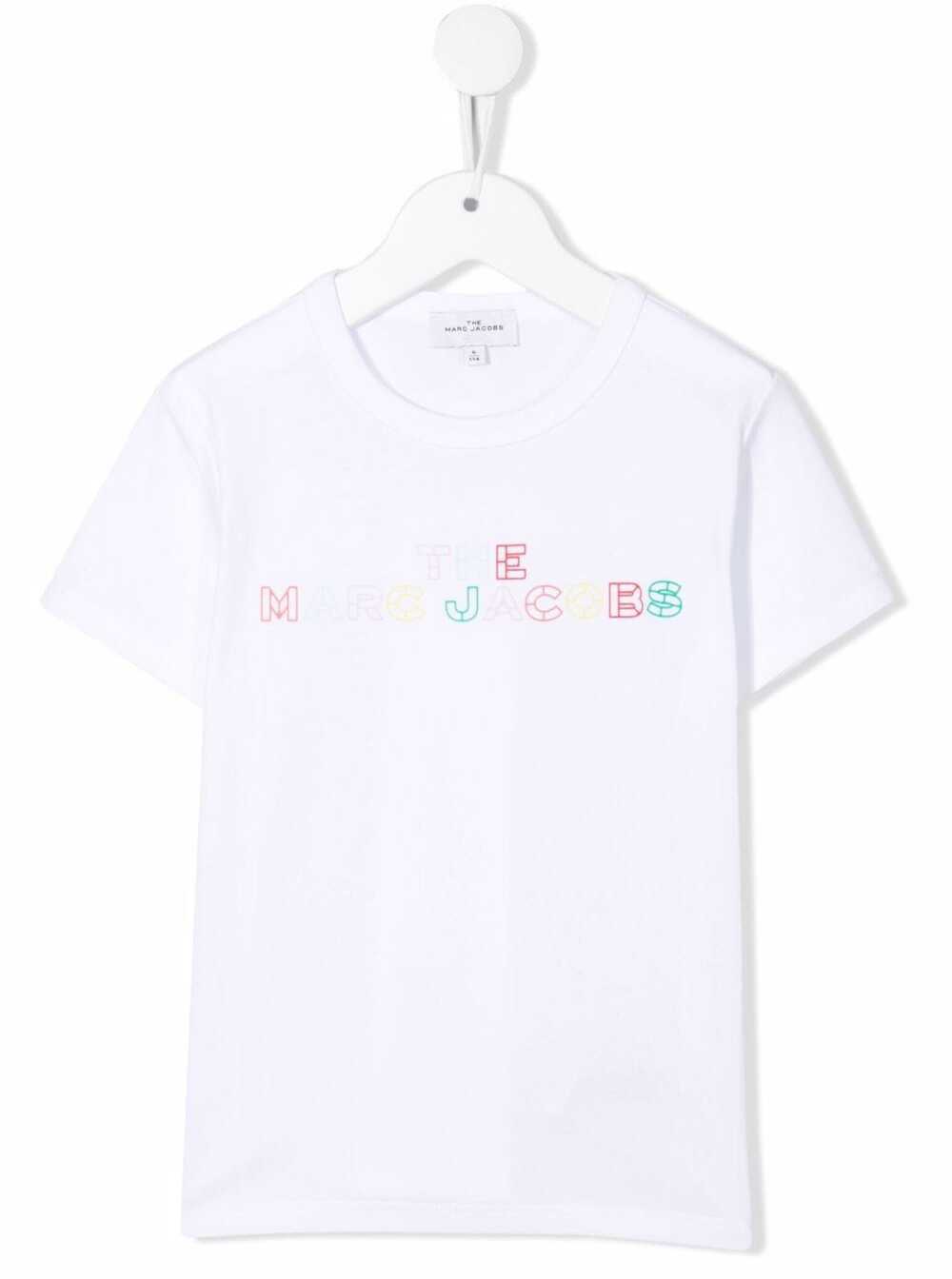 Marc Jacobs Girl White Cotton T-Shirt With Logo Tshirts And Polo Shirts