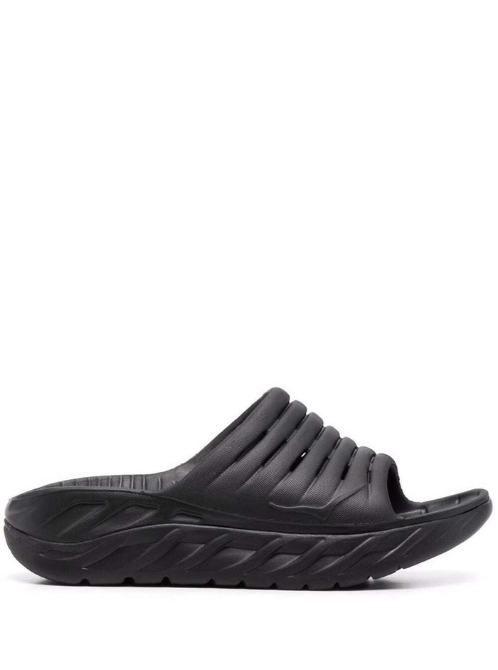 Ora Recovery Slide Black Flat Shoes