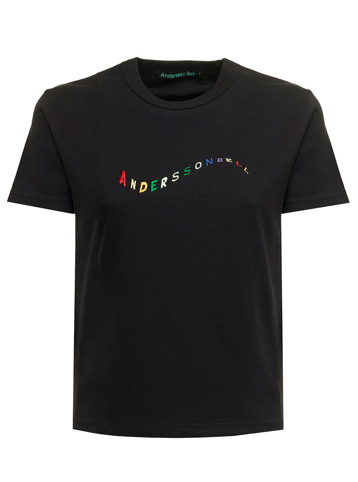 Andersson Bell Womans Black Cotton T-Shirt With Print Tshirts And Polo Shirts