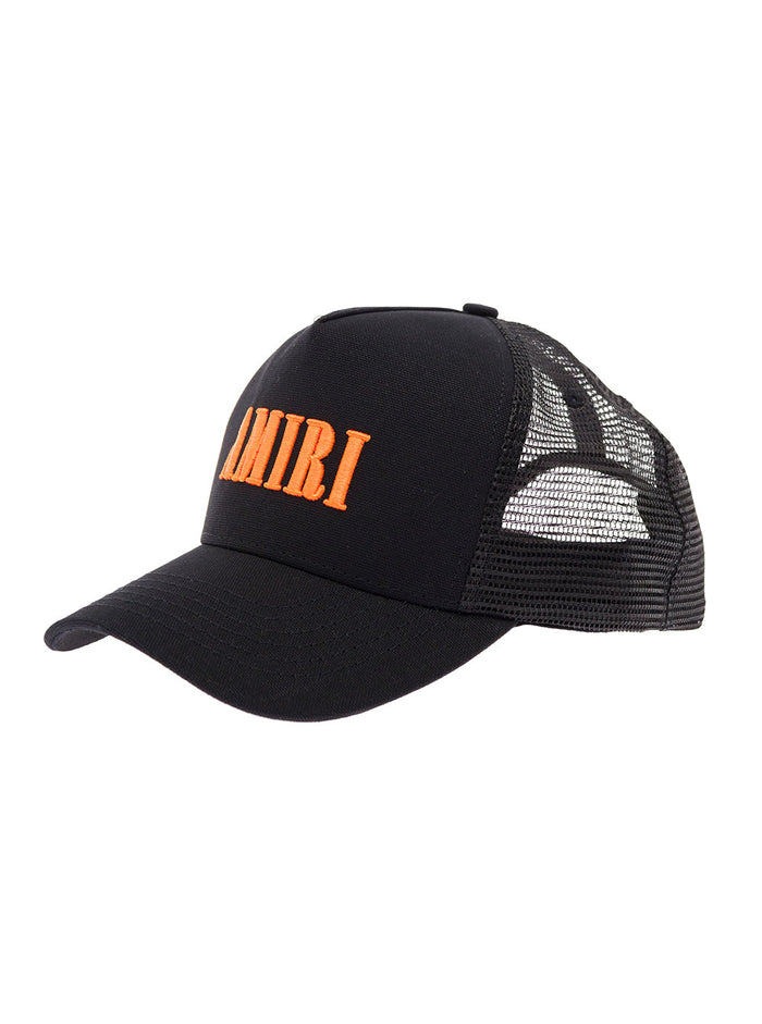 Amiri Mans Black Cotton Cap With Logo Hats And Gloves