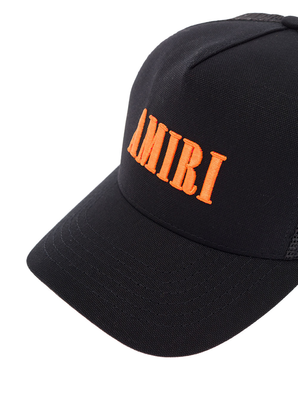 Amiri Mans Black Cotton Cap With Logo Hats And Gloves