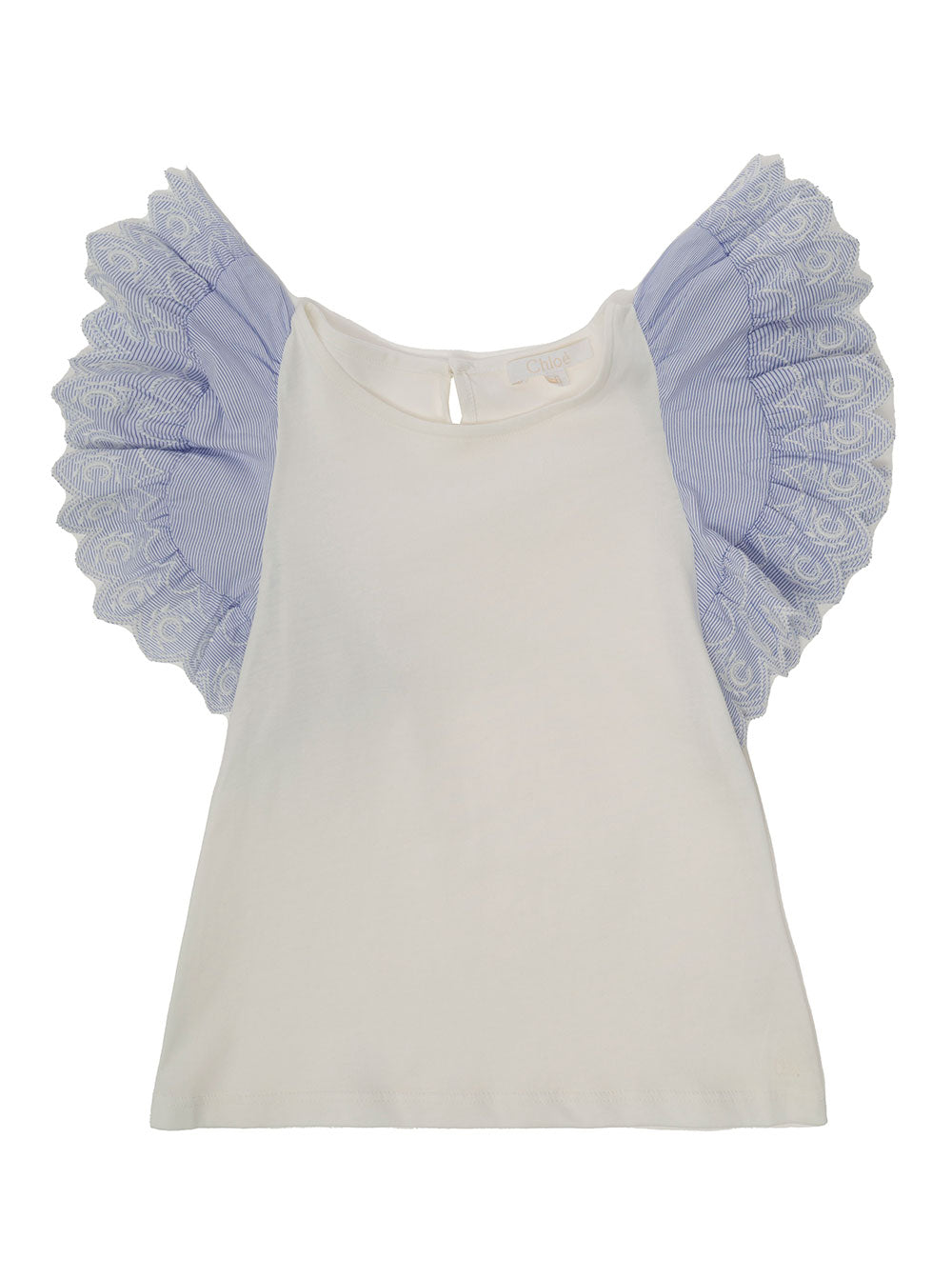 Chloé Girl Cotton White Top With Frills Tops