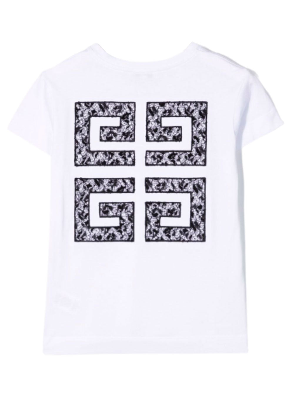 Givenchy Girl Cotton White T-Shirt With Lace Logo Tshirts And Polo Shirts