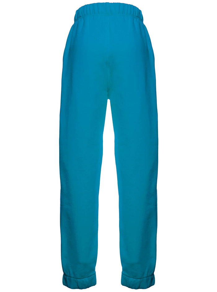 Ganni Womans Light Blue Cotton Joggers With Logo Organic Trousers