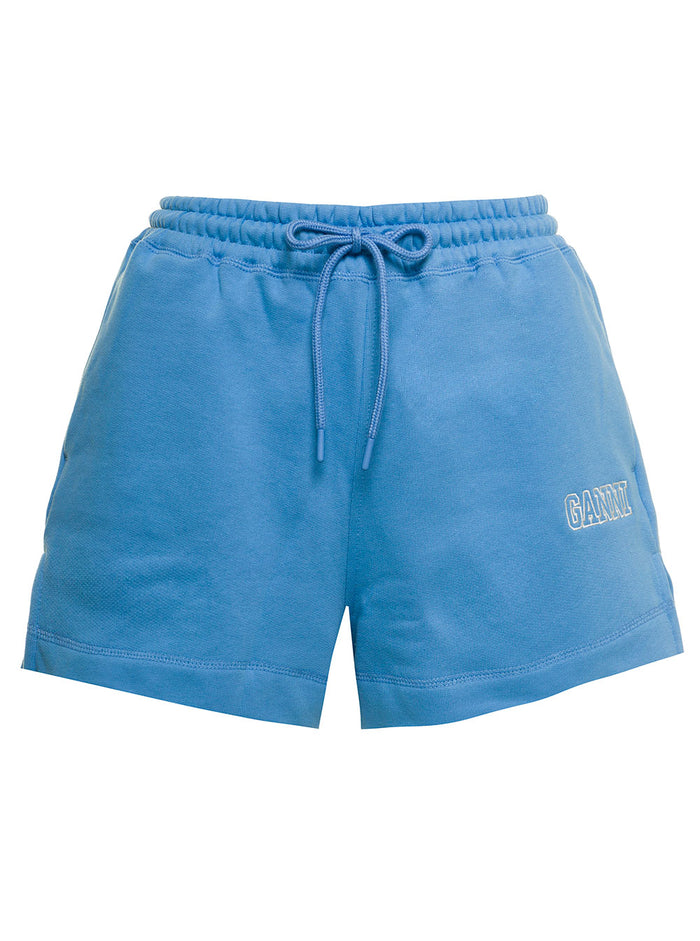 Drawstring Shorts Blu Organic Cotton And Bermuda