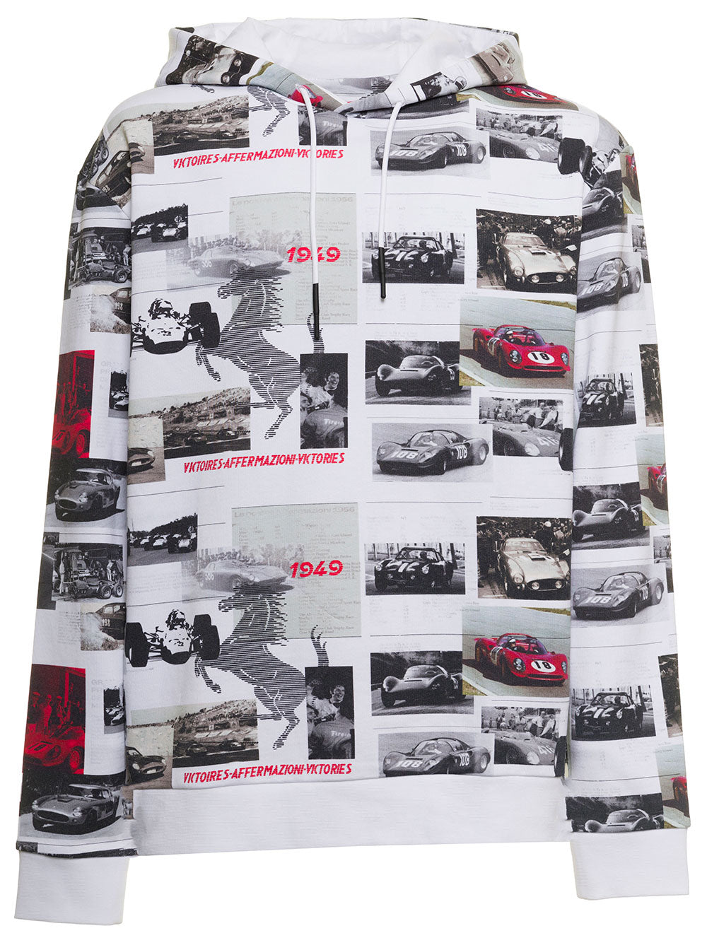 Ferrari Man Printed Cotton Hoodie White Sweatshirts