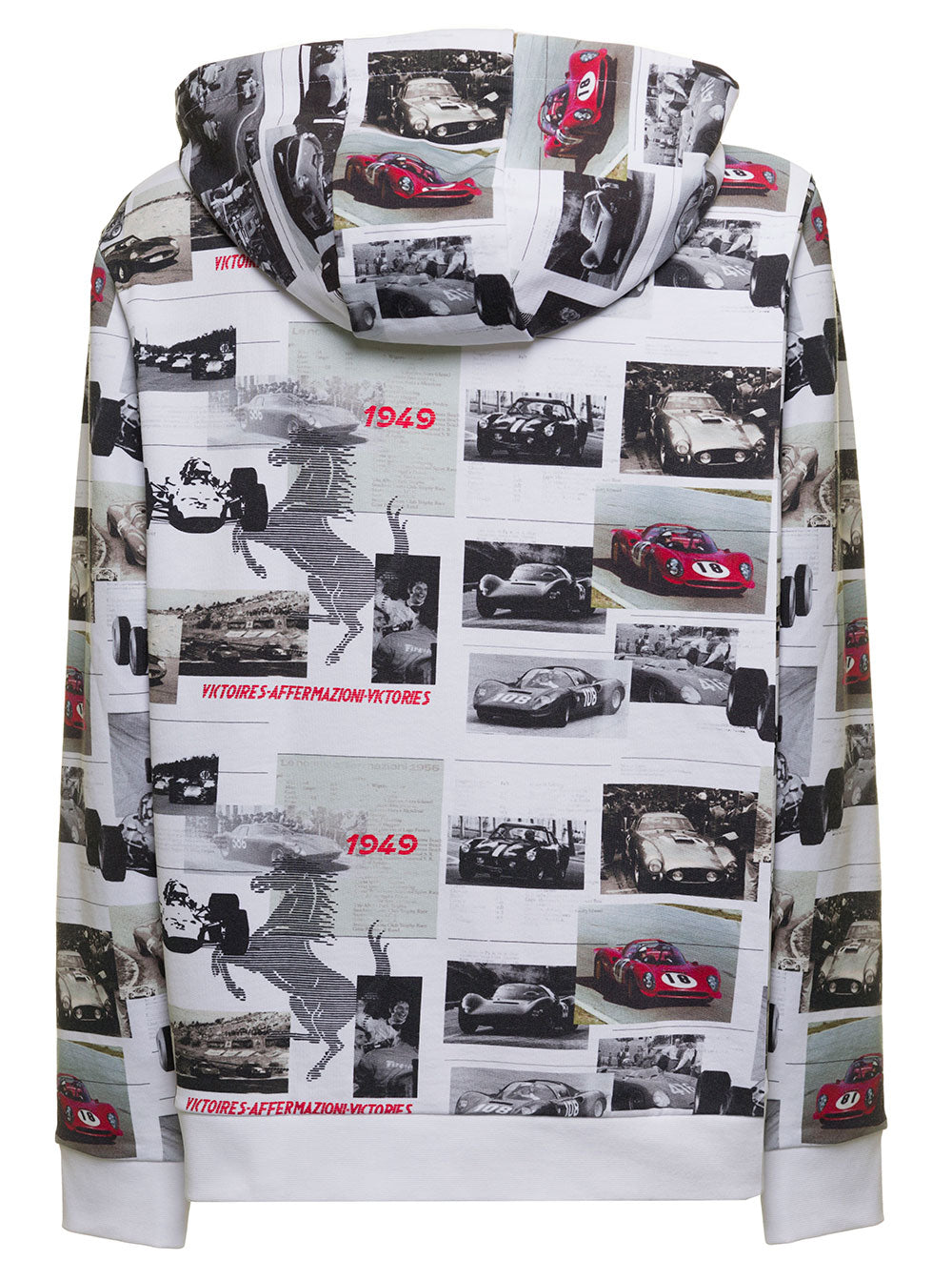Ferrari Man Printed Cotton Hoodie White Sweatshirts