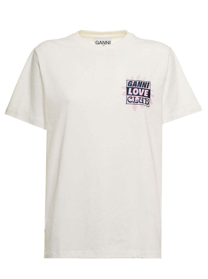 Loveclub White Organic Cotton Ganni Woman T-Shirt Tshirts And Polo Shirts