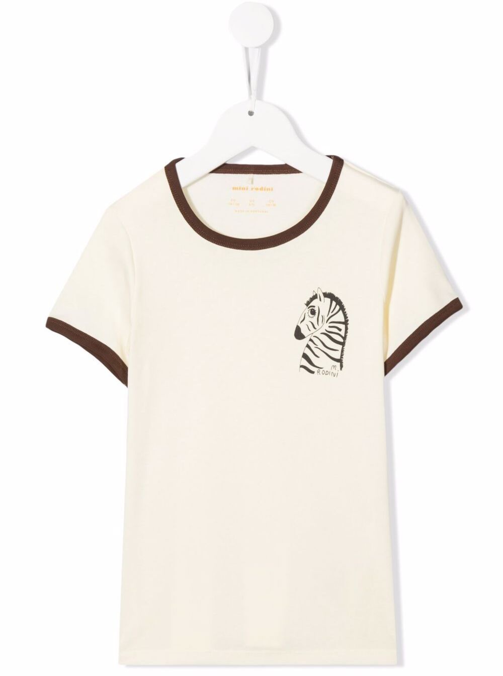 Mini Rodini Boy White Cotton T-Shirt With Zebra Print Organic Tshirts And Polo Shirts