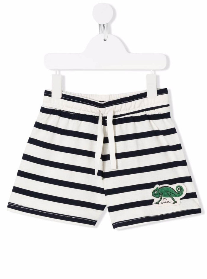 Lizard Mini Rodini Boys Striped Shorts Blu Organic Cotton And Bermuda