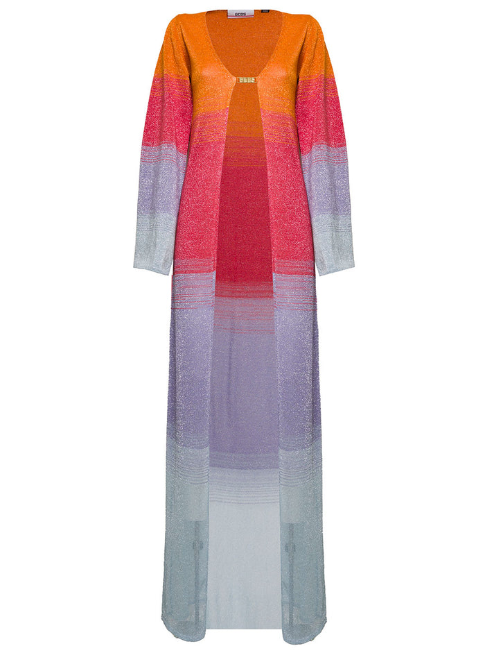 Gcds Womans Multicolor Lurex Long Cardigan Jersey