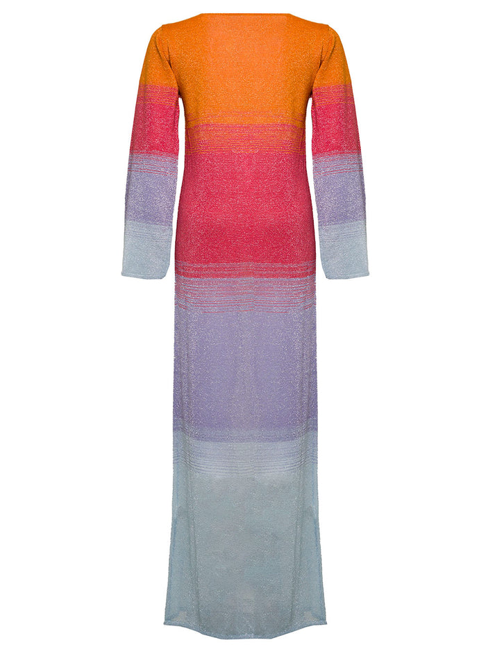Gcds Womans Multicolor Lurex Long Cardigan Jersey
