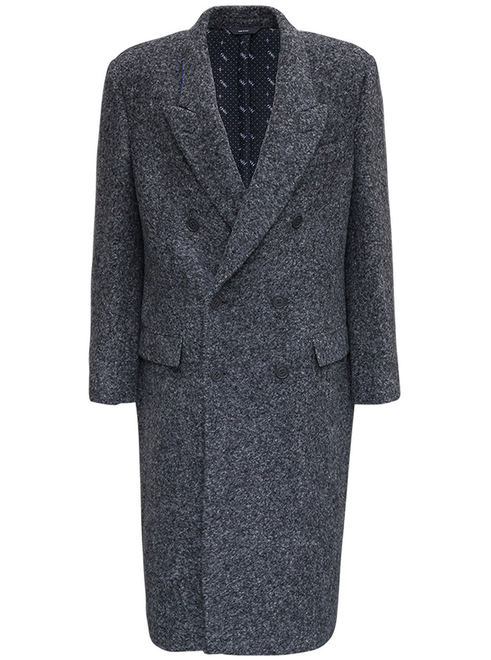 Anthracite Grey Double-Breasted Coat Wool Blend Alpaca Polyamide